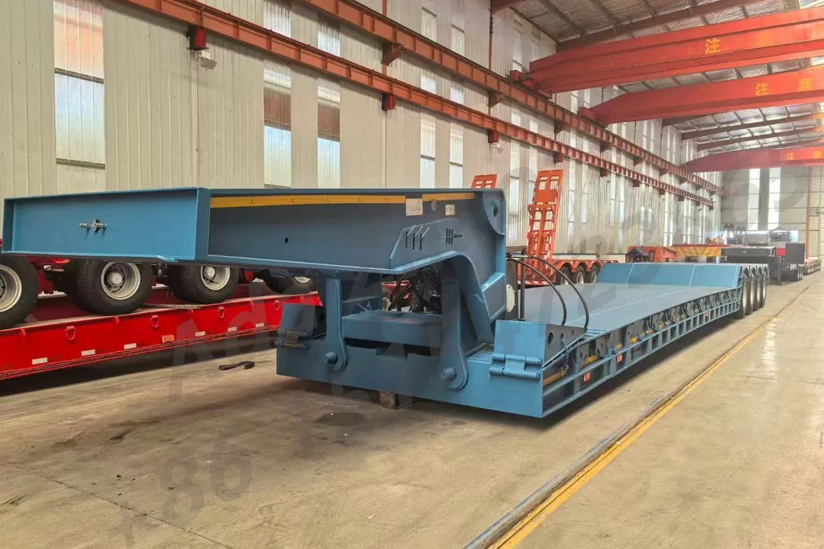 Heavy trailer main frame on the production floor